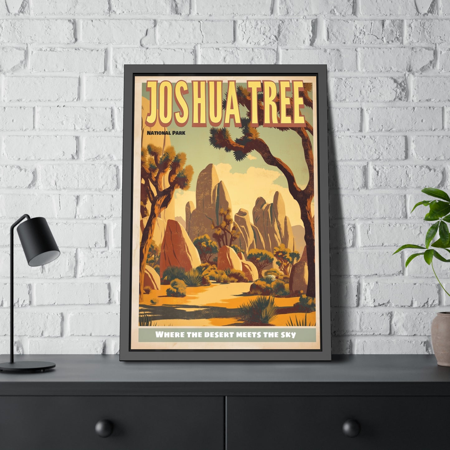 Joshua Tree Framed Poster - Vintage National Park Travel Print