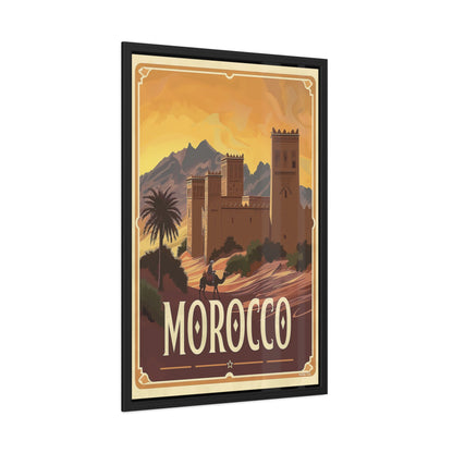 Vintage Morocco Travel Poster — “Golden Desert Evenings” | Framed Wall Art by Vintageanna