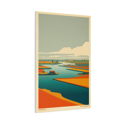 Het Lage Land 3 Vintage Netherlands Landscape Poster | Framed Canvas Print