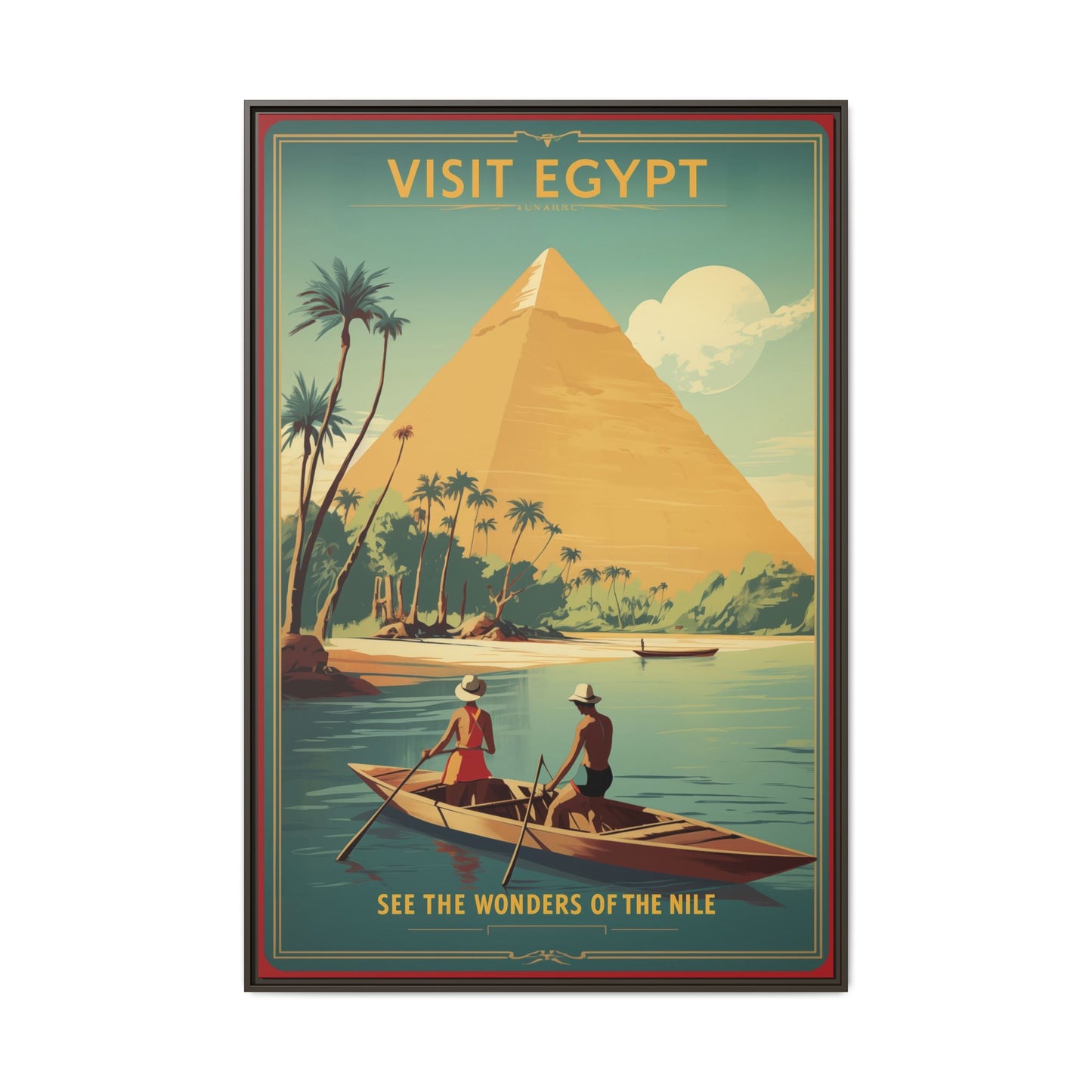 See the Wonders of the Nile — Egypt Nile Vintage Matte Canvas Framed Print