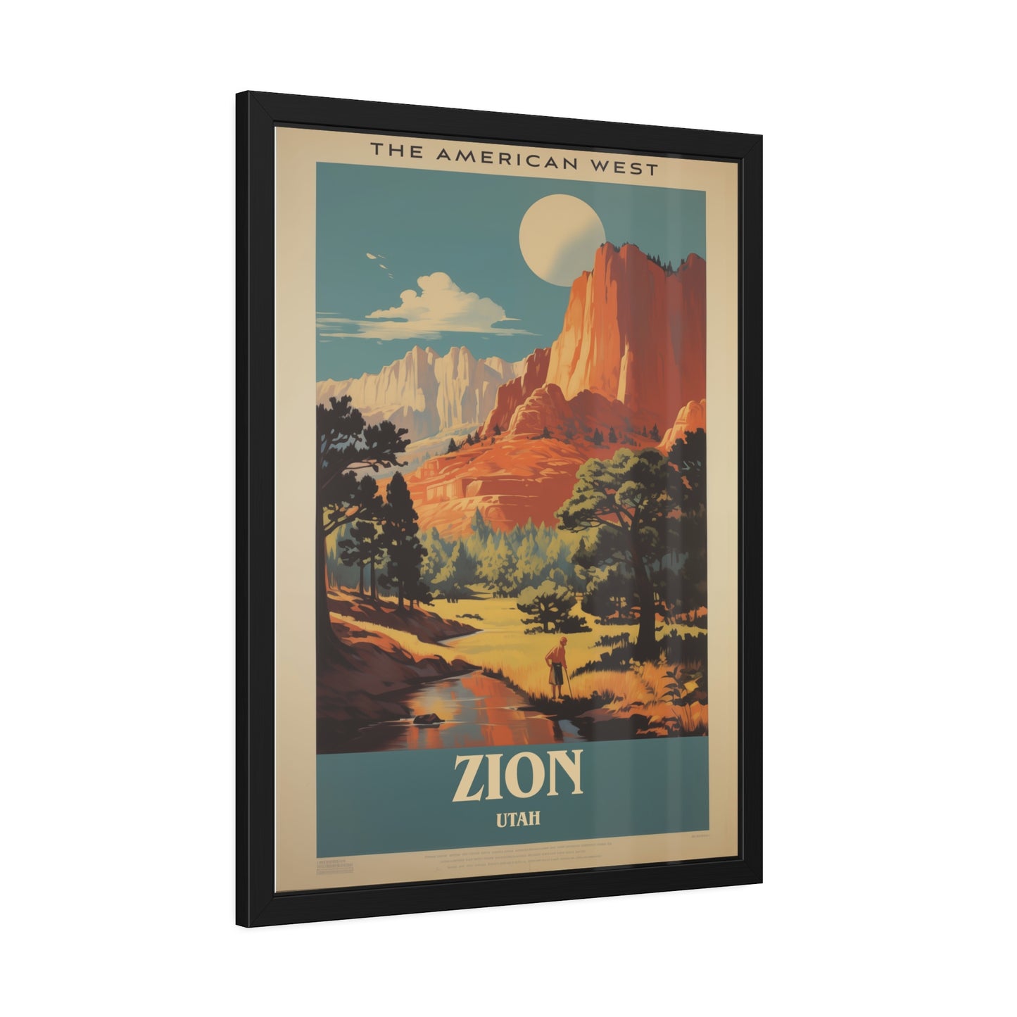 Zion National Park Vintage Travel Poster — Framed Paper Poster
