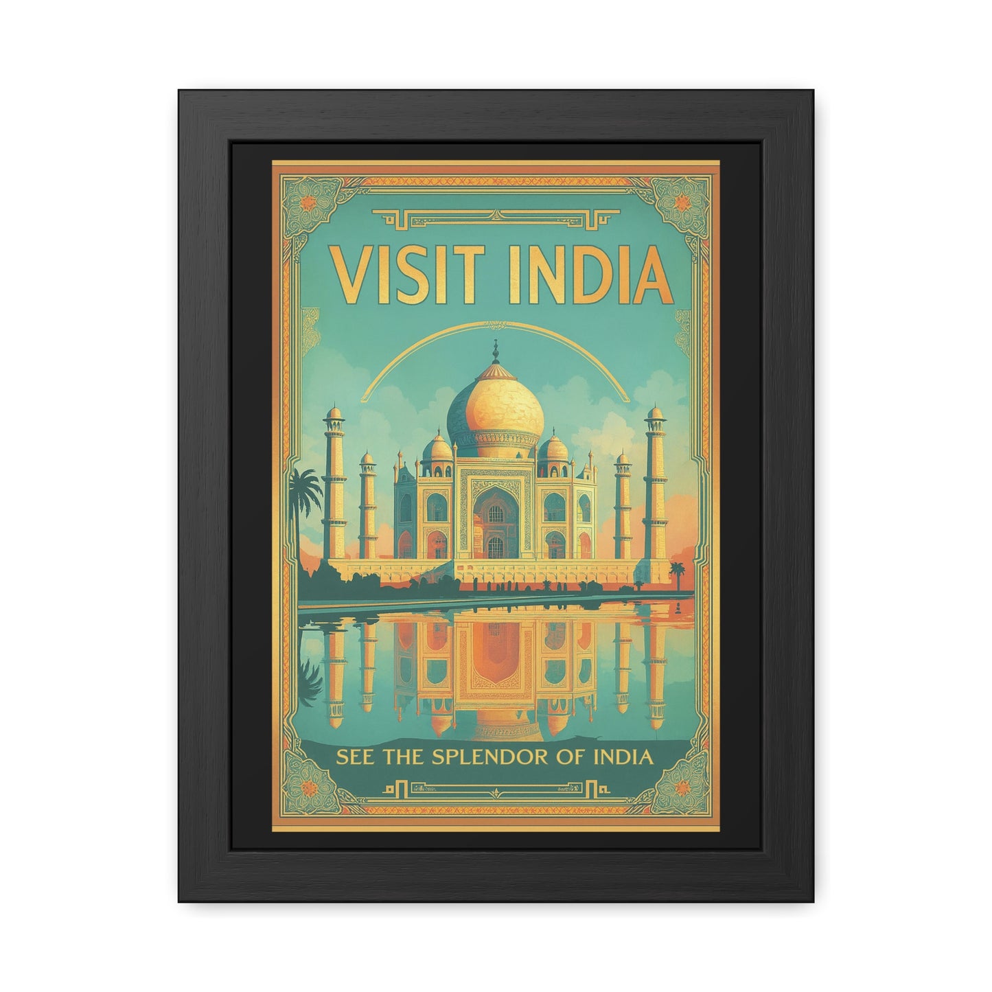 Vibrant Visit India Framed Poster — Wanderlust Travel Art by Vintageanna_M