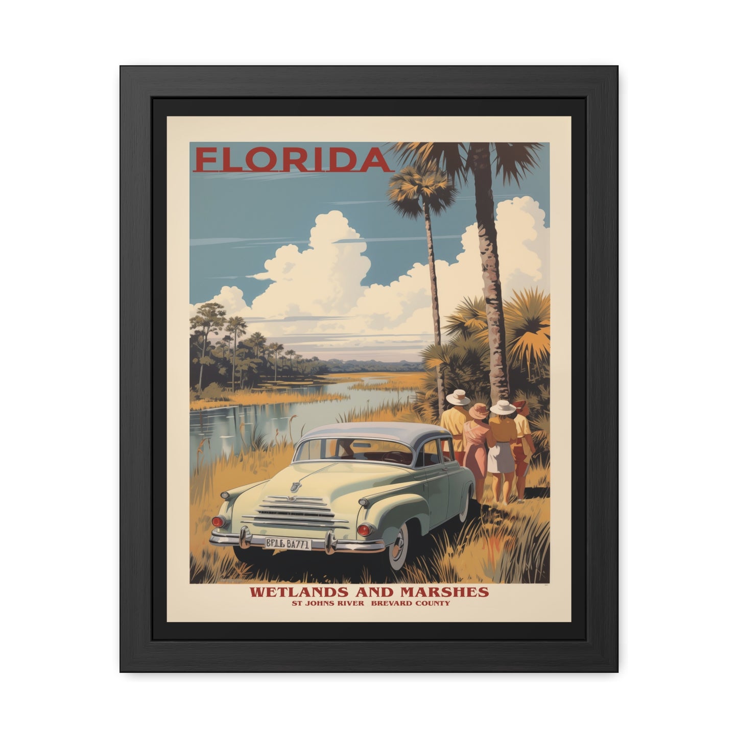 Vintage Florida Wetlands Wall Art - St. Johns River Scenic View