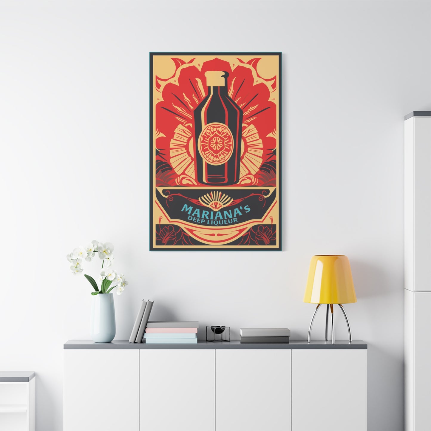 "Vintage Mariana's Deep Liqueur Bottle Poster - Frameless Stretched Matte Canvas Wall Art" Matte Canvas, Stretched, 1.25"