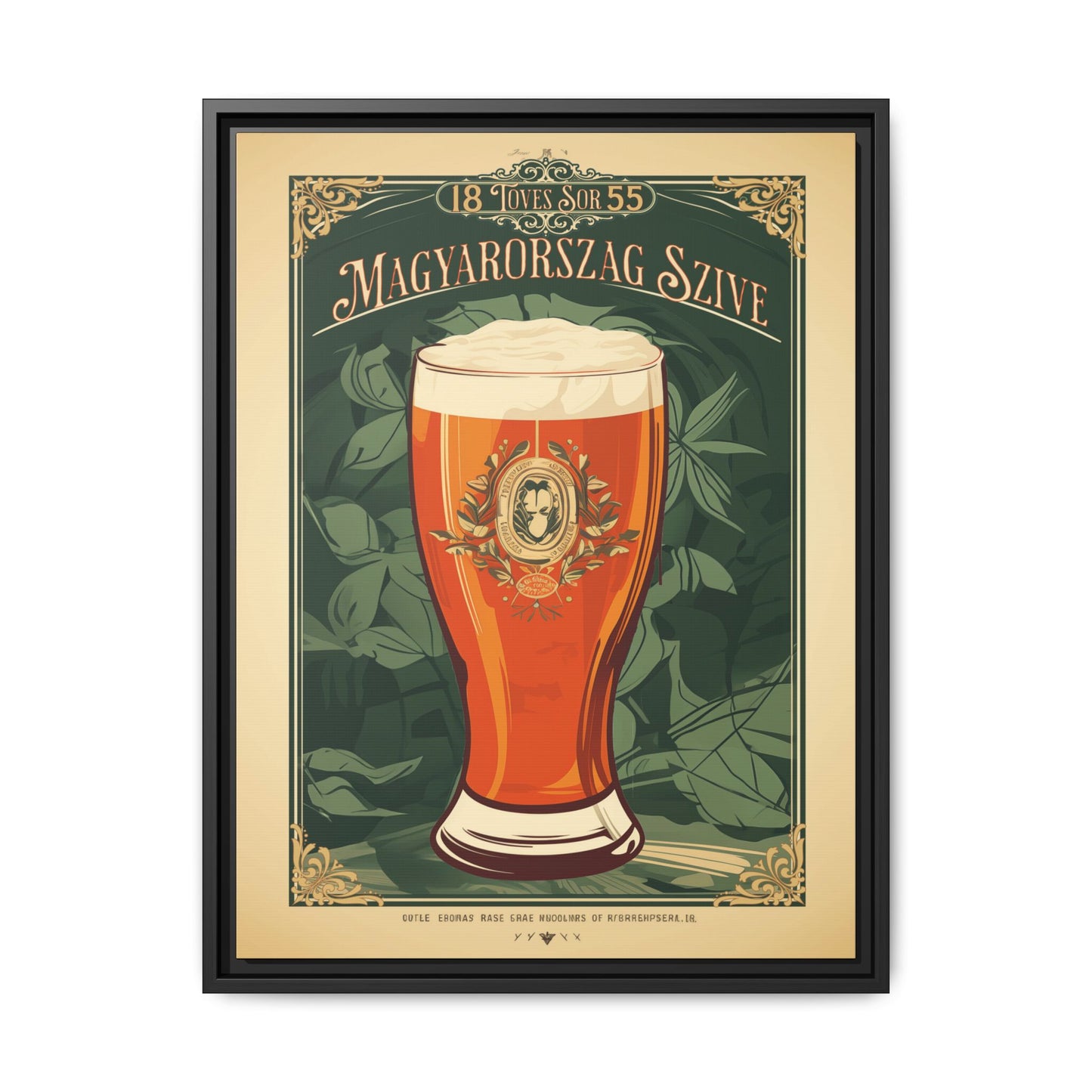 "Vintage Magyarország Sör Poster - Matte Canvas Wall Art with Black Frame" Matte Canvas, Black Frame