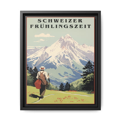 "Swiss Springtime Vintage Poster | Matte Canvas with Black Frame"
