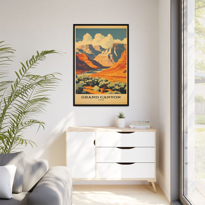 "Vintage Grand Canyon Tours Poster - Matte Canvas Wall Art with Black Frame" Matte Canvas, Black Frame