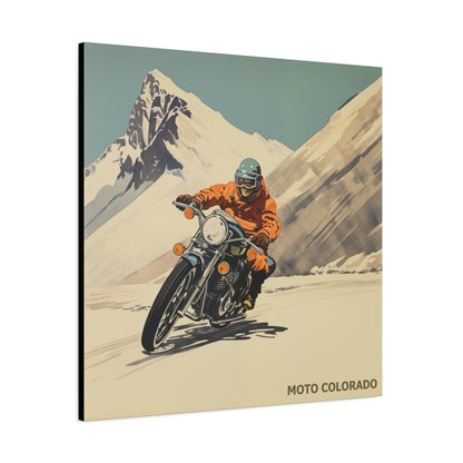 "Vintage Moto Colorado Poster - Mountain Motorcycle Ride Matte Stretched Canvas"Matte Canvas, Stretched, 1.25"