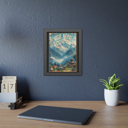 Visit Nepal Vintage Travel Poster — Framed Paper Poster