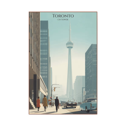 Toronto CN Tower Vintage Cityscape Matte Canvas Print