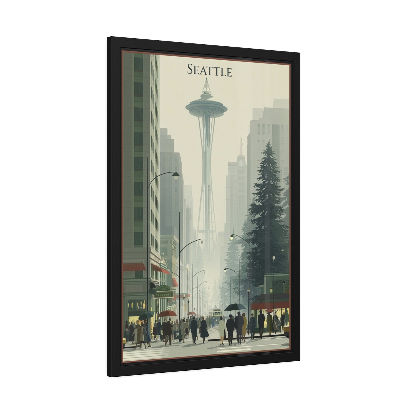 Seattle Vintage Travel Poster — Framed Paper Poster