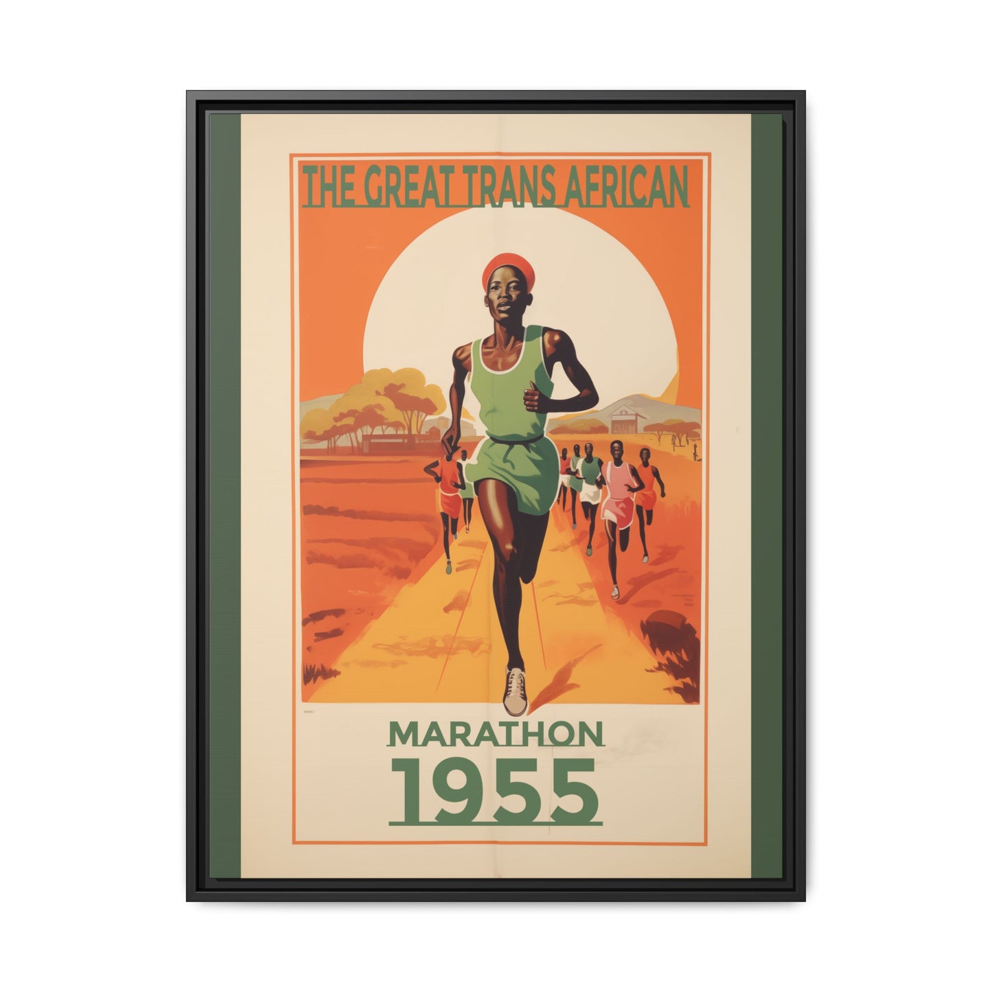 "The Great Trans African Marathon – 1955 Vintage Sports Canvas" Matte Canvas, Black Frame