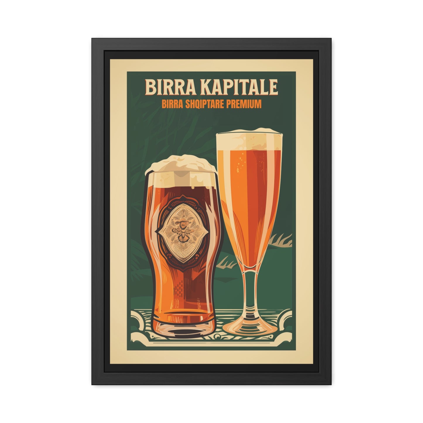 Vintage Beer Poster - Birra Kapitale (Albanian for 'Capital Beer') Premium Albanian Beer Art Print Framed Posters