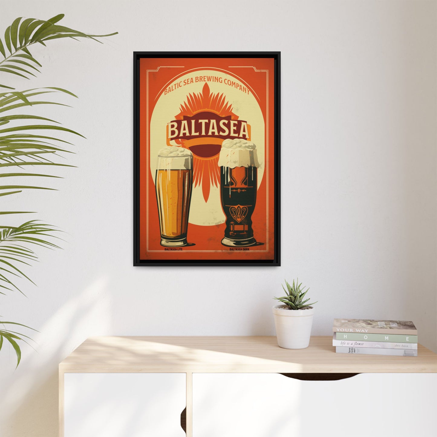"Vintage Baltic Sea Brewing Poster - Matte Canvas Wall Art with Black Frame" Matte Canvas, Black Frame