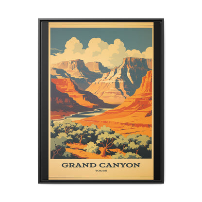 "Vintage Grand Canyon Tours Poster - Matte Canvas Wall Art with Black Frame" Matte Canvas, Black Frame