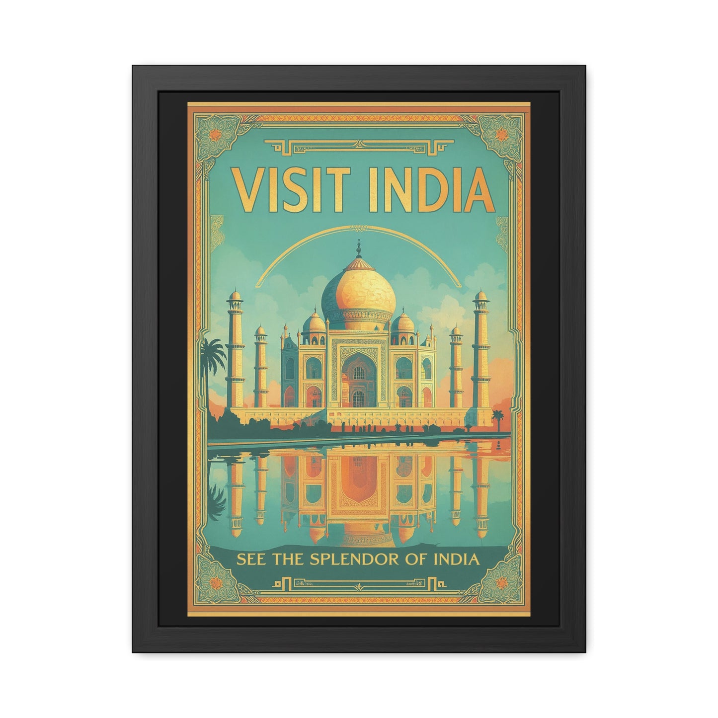 Vibrant Visit India Framed Poster — Wanderlust Travel Art by Vintageanna_M