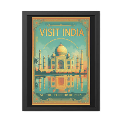 Vibrant Visit India Framed Poster — Wanderlust Travel Art by Vintageanna_M