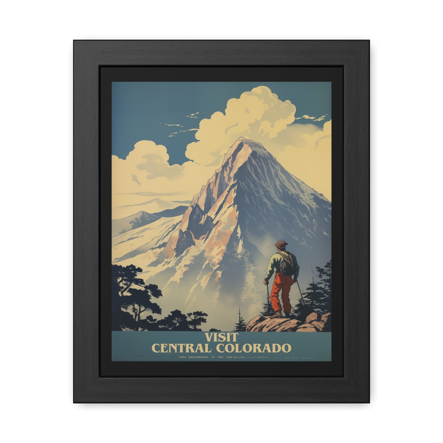 Vintage Colorado Travel Poster - 'Visit Central Colorado' Mountain Adventure Art Framed Posters