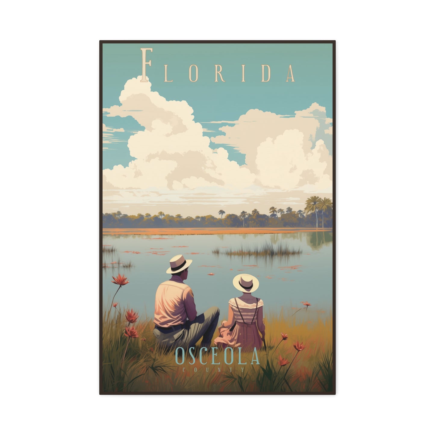 "Vintage Florida Osceola County Poster - Matte Stretched Canvas Wall Art" Matte Canvas, Stretched, 1.25"