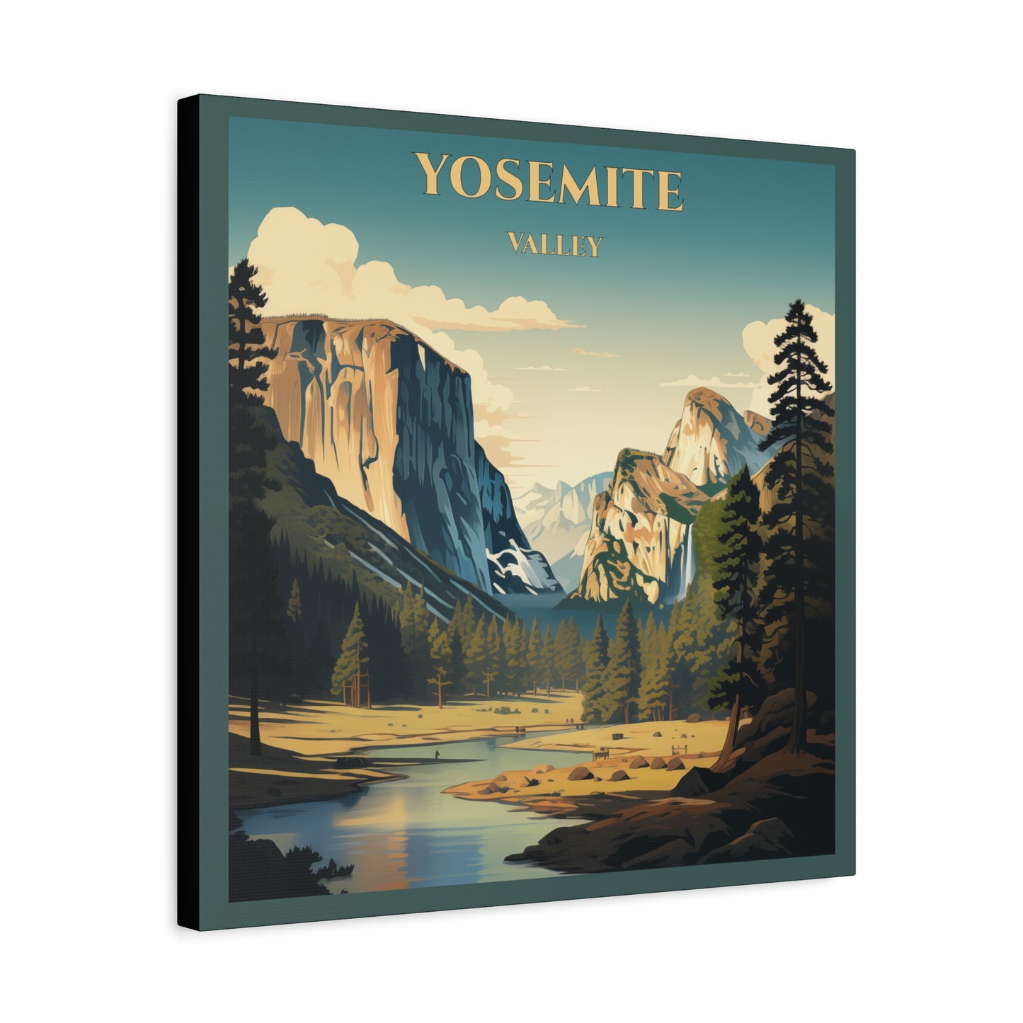 "Vintage Yosemite Valley Poster - Stunning National Park Landscape Matte Stretched Canvas" Matte Canvas, Stretched, 1.25"