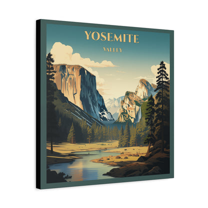 "Vintage Yosemite Valley Poster - Stunning National Park Landscape Matte Stretched Canvas" Matte Canvas, Stretched, 1.25"