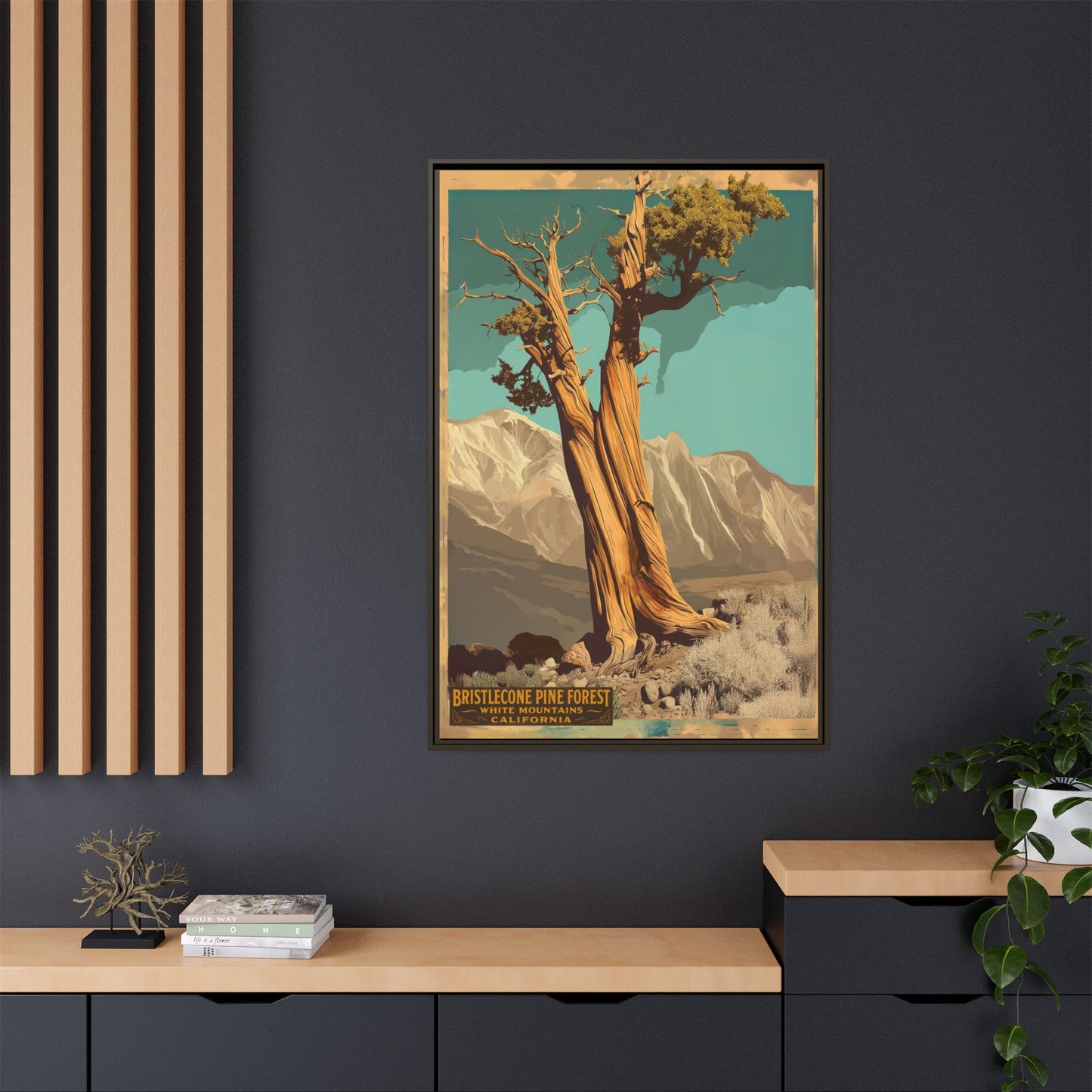 Bristlecone Pine Forest Vintage Art Print — Framed Matte Canvas