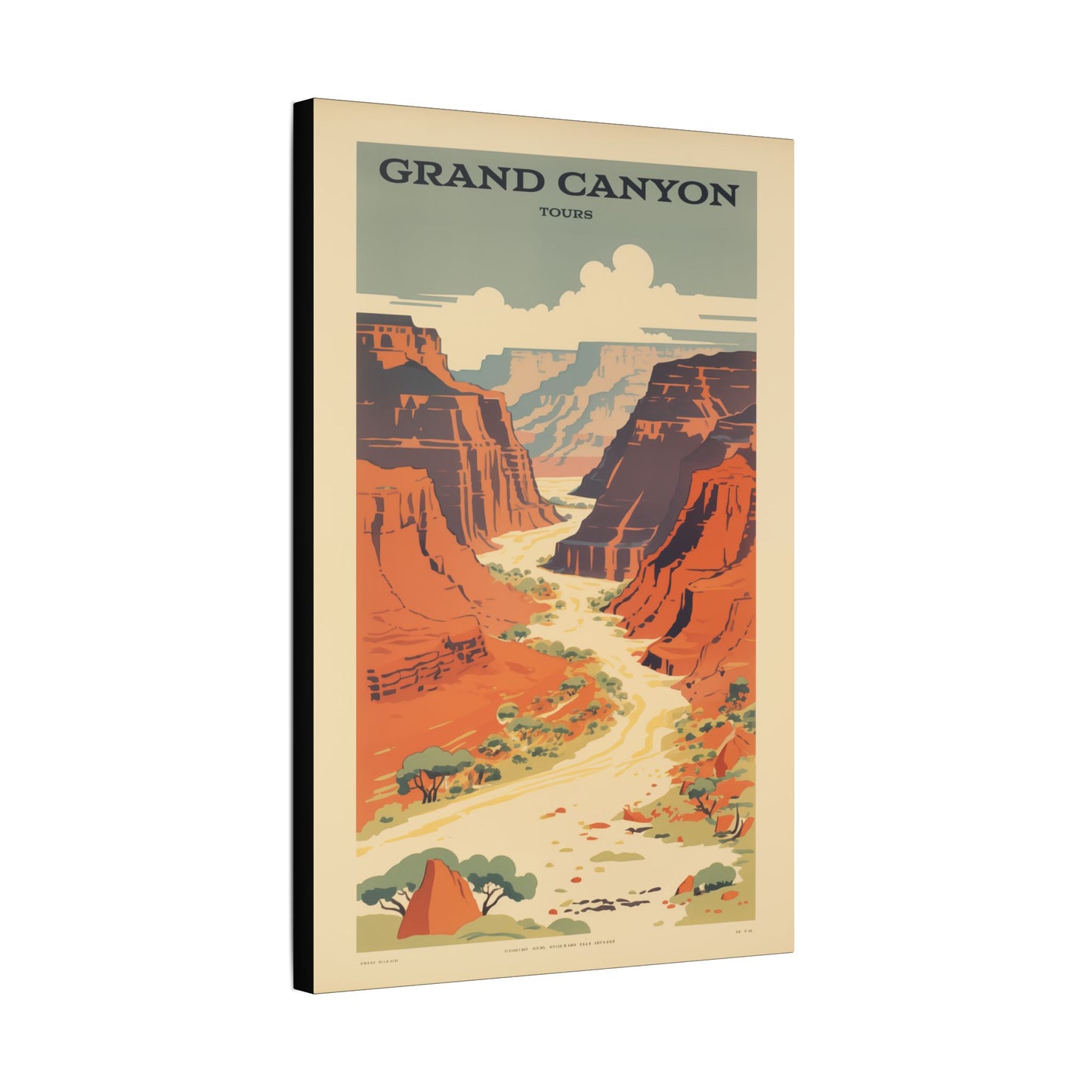 "Vintage Grand Canyon Poster - Scenic Canyon River Tour Retro Travel Art", Classic Stretched Canvas