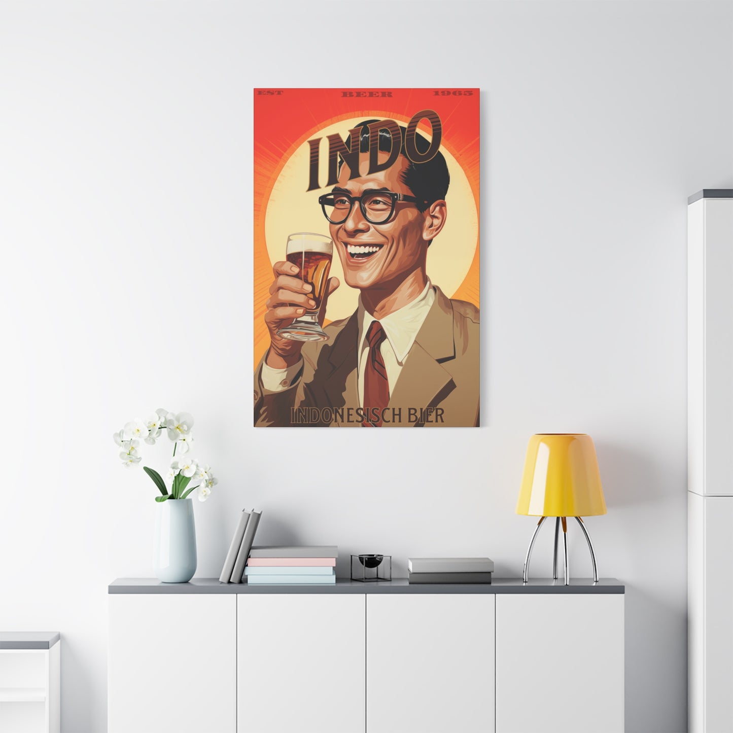 "Vintage Indo Beer Poster - Indonesisch Bier 1965 Frameless Stretched Matte Canvas" Matte Canvas, Stretched, 1.25"
