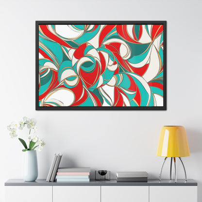 Modern Abstract Framed Poster, Red and Blue Wall Art, Geometric Decor for Contemporary Homes