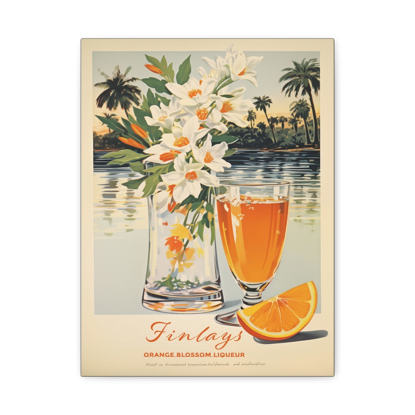 "Vintage Finlay’s Orange Blossom Liqueur Poster - Matte Canvas Stretched Wall Art" Matte Canvas, Stretched, 1.25"