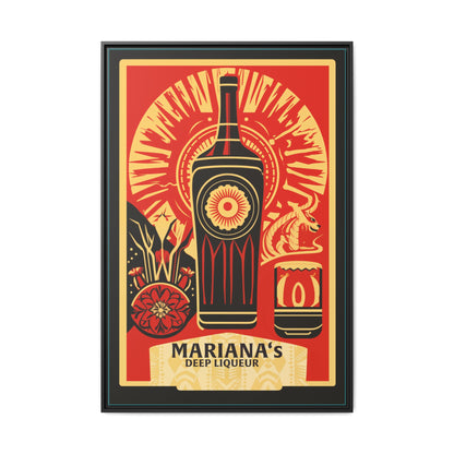 "Vintage Mariana's Deep Liqueur Artwork - Matte Canvas Wall Art with Black Frame" Matte Canvas, Black Frame