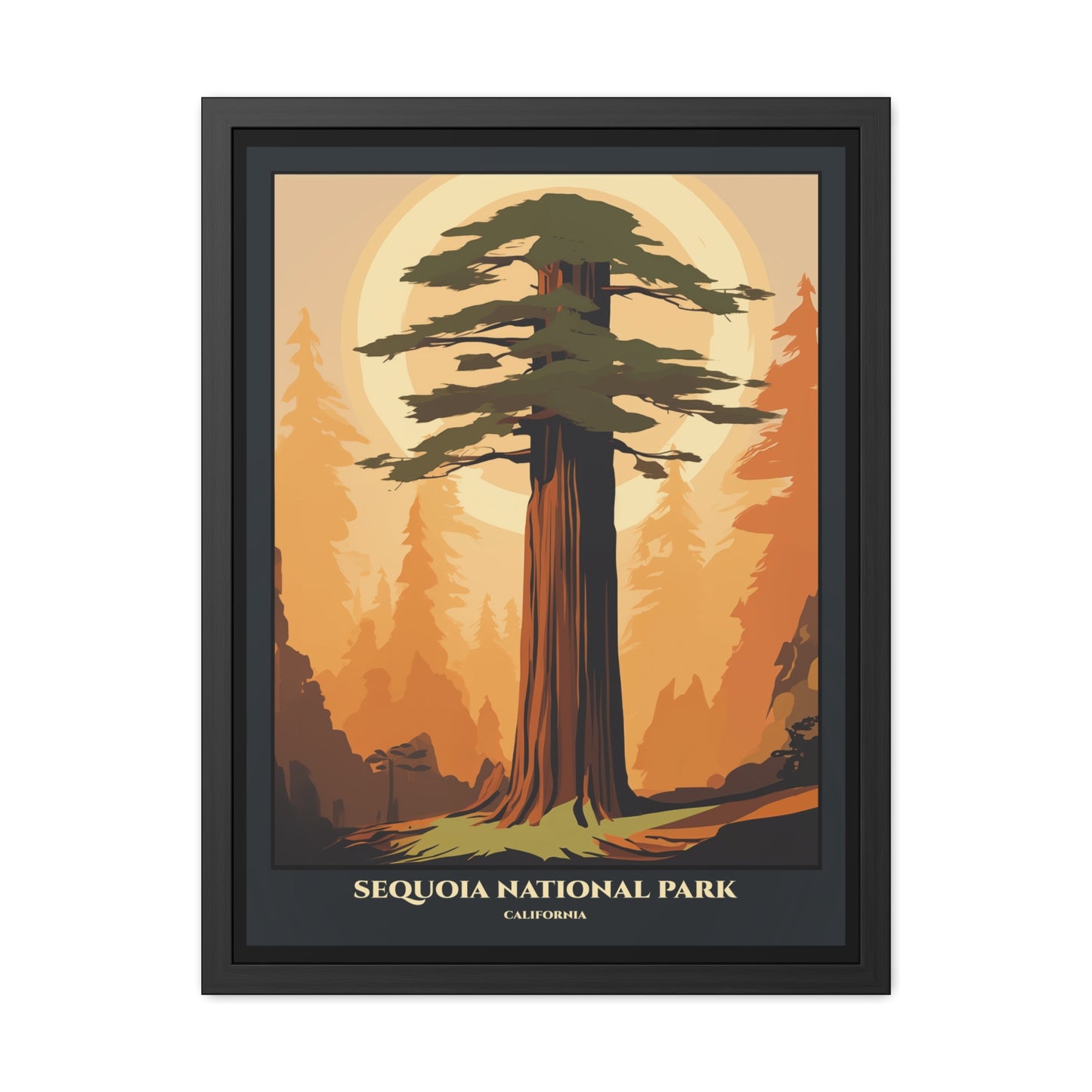 Vintage California Poster - Sequoia National Park Giant Sequoias Art Framed Posters