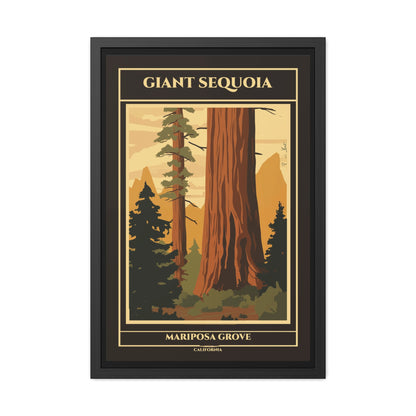 Vintage California Poster - Giant Sequoia Trees of Mariposa Grove, Yosemite National Park Art Framed Posters