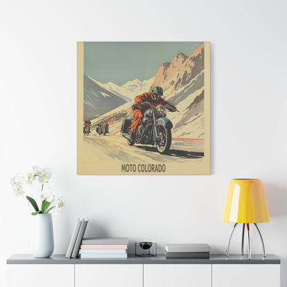 "Vintage Moto Colorado Poster - Rugged Motorcycle Adventure Matte Stretched Canvas" Matte Canvas, Stretched, 1.25"