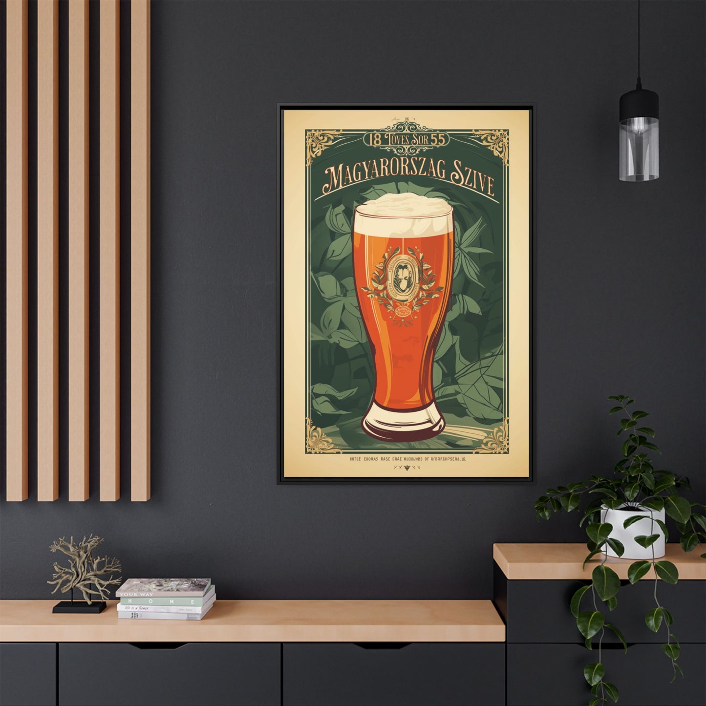 "Vintage Magyarország Sör Poster - Matte Canvas Wall Art with Black Frame" Matte Canvas, Black Frame