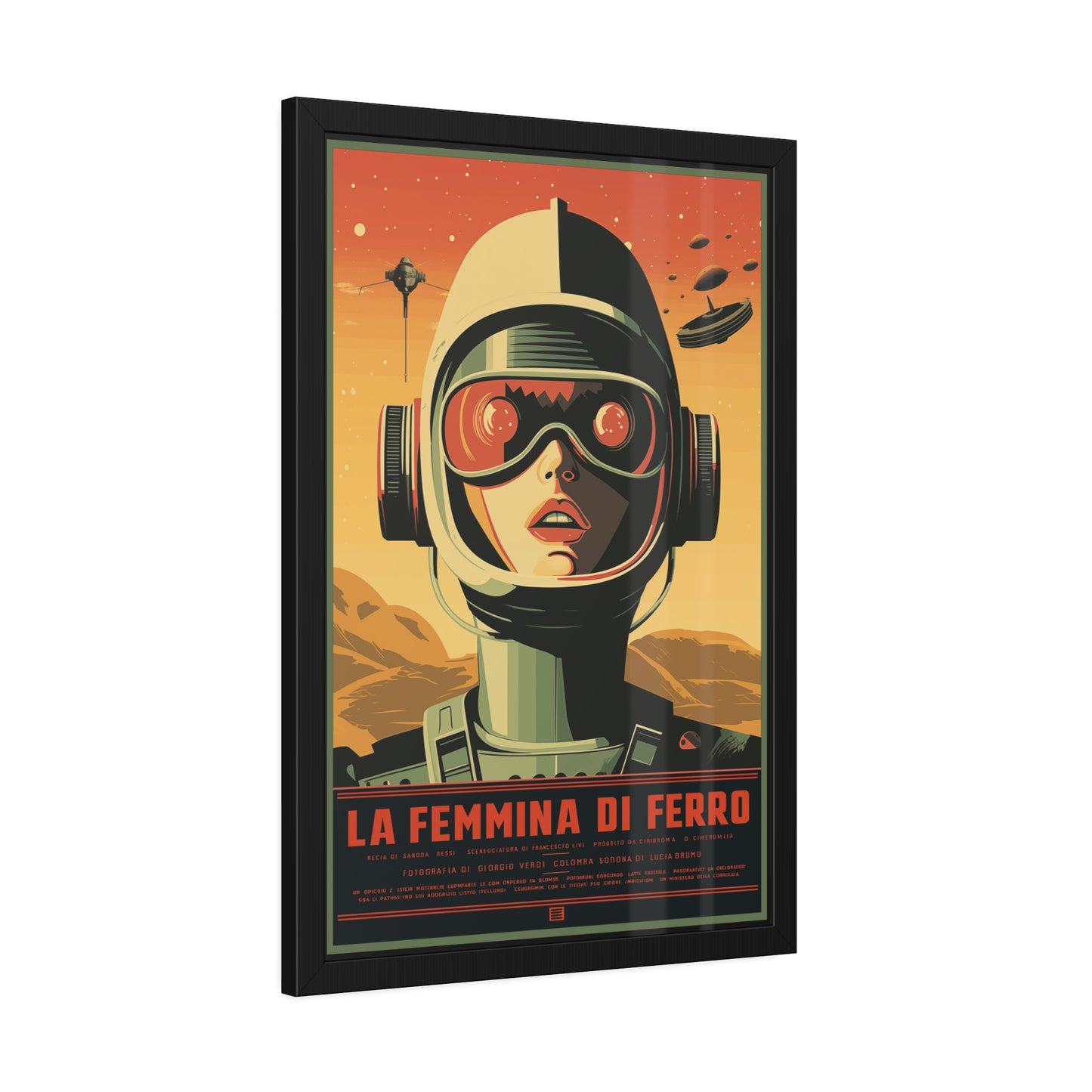 Retro Sci‑Fi Poster — "La Femmina di Ferro" Framed Art Print