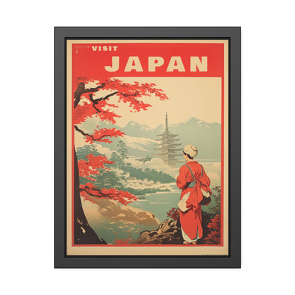 Visit Japan Vintage Travel Poster — Framed Paper Poster