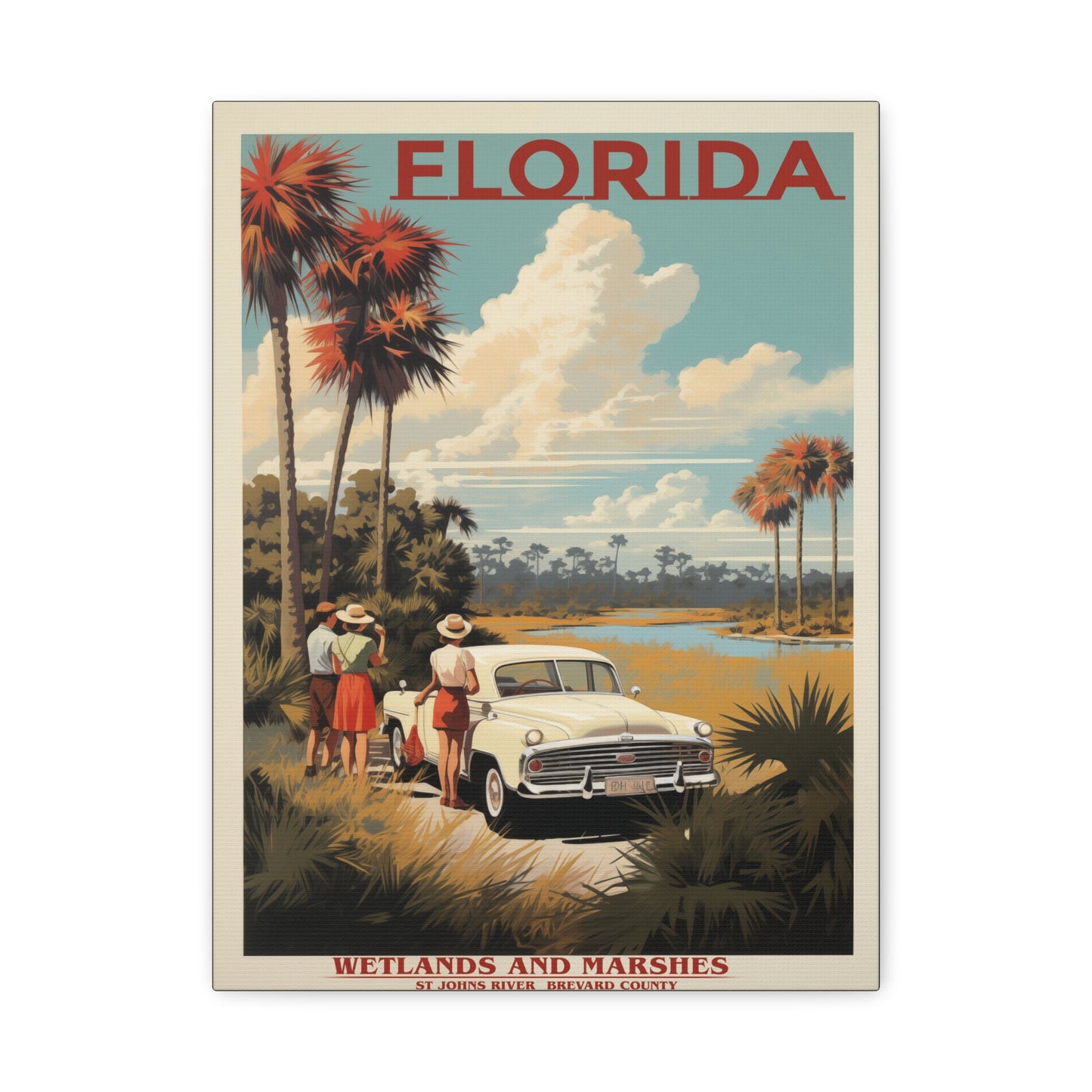 "Vintage Florida Wetlands and Marshes Poster - St. Johns River Matte Stretched Canvas" Matte Canvas, Stretched, 1.25"