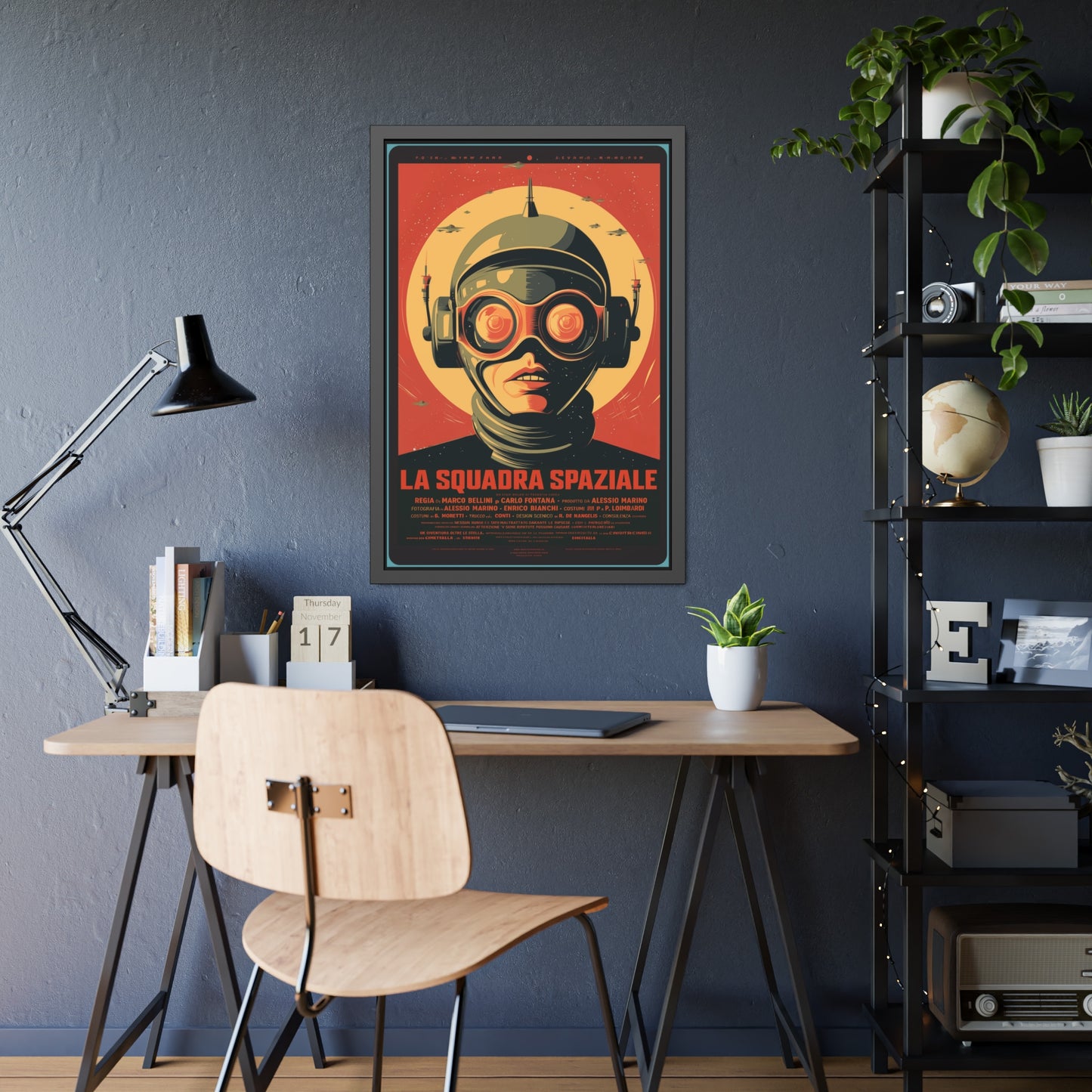 Framed Paper Poster — Retro Sci‑Fi 'La Squadra Spaziale' Wall Art