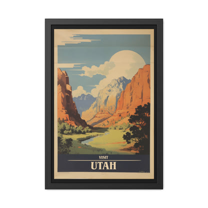 Vintage Utah Poster - Iconic Landscape of Zion National Park Art Print Framed Posters