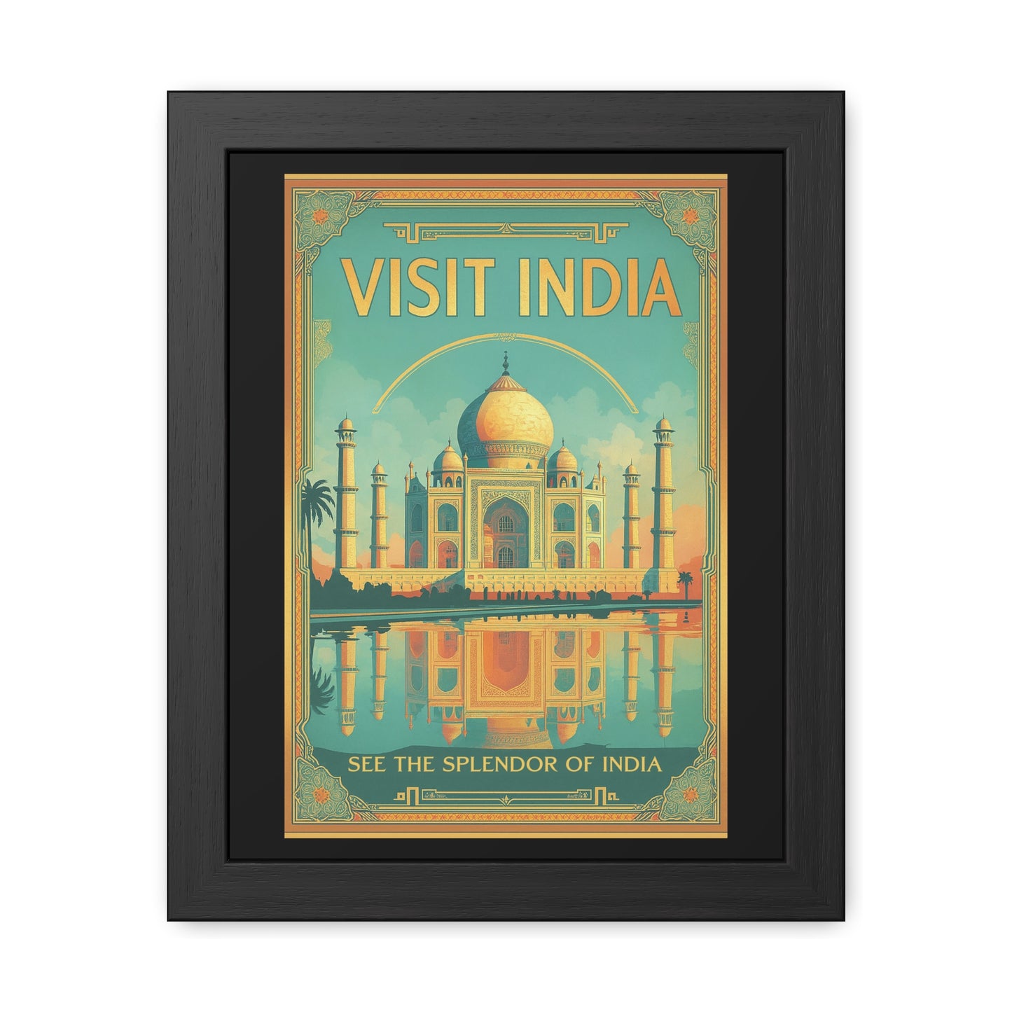 Vibrant Visit India Framed Poster — Wanderlust Travel Art by Vintageanna_M