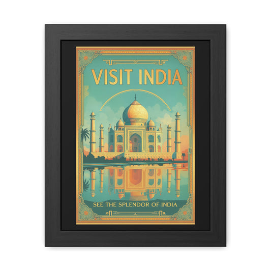 Vibrant Visit India Framed Poster — Wanderlust Travel Art by Vintageanna_M