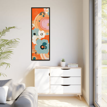 Mid-Century Modern Floral Abstract Canvas Set of 3 — 20×60  (Black, Espresso & White Frames)