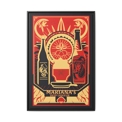 "Vintage Mariana's Deep Liqueur Poster - Matte Canvas Wall Art with Black Frame" Matte Canvas, Black Frame