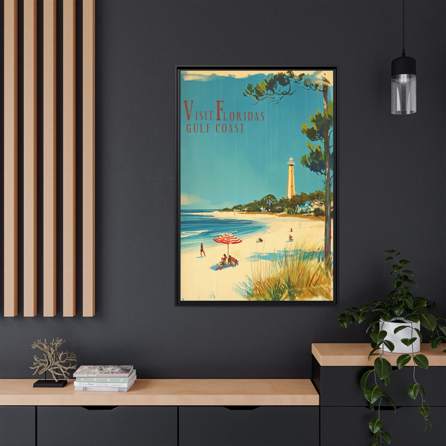 "Visit Florida's Gulf Coast – Vintage Wall Art of Coastal Bliss" Matte Canvas, Black Frame