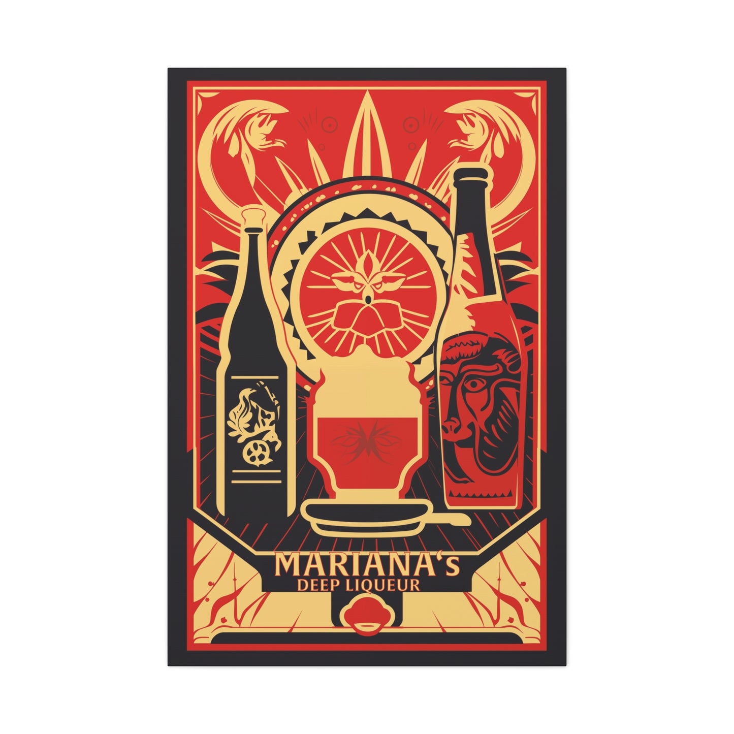 "Vintage Mariana's Deep Liqueur Poster - Frameless Stretched Matte Canvas Wall Art" Matte Canvas, Stretched, 1.25"