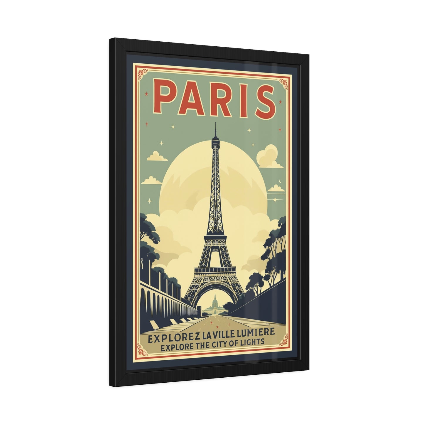 Paris Travel Poster Framed Print — Explorez La Ville Lumière Vintage Wall Art