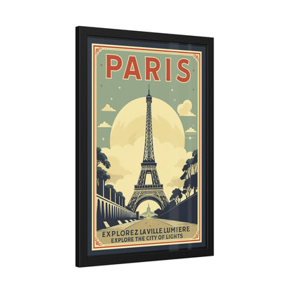 Paris Travel Poster Framed Print — Explorez La Ville Lumière Vintage Wall Art