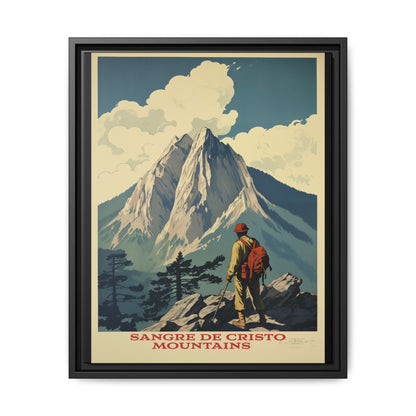 "Vintage Sangre de Cristo Mountains Poster - Matte Canvas Wall Art with Black Frame" Matte Canvas, Black Frame