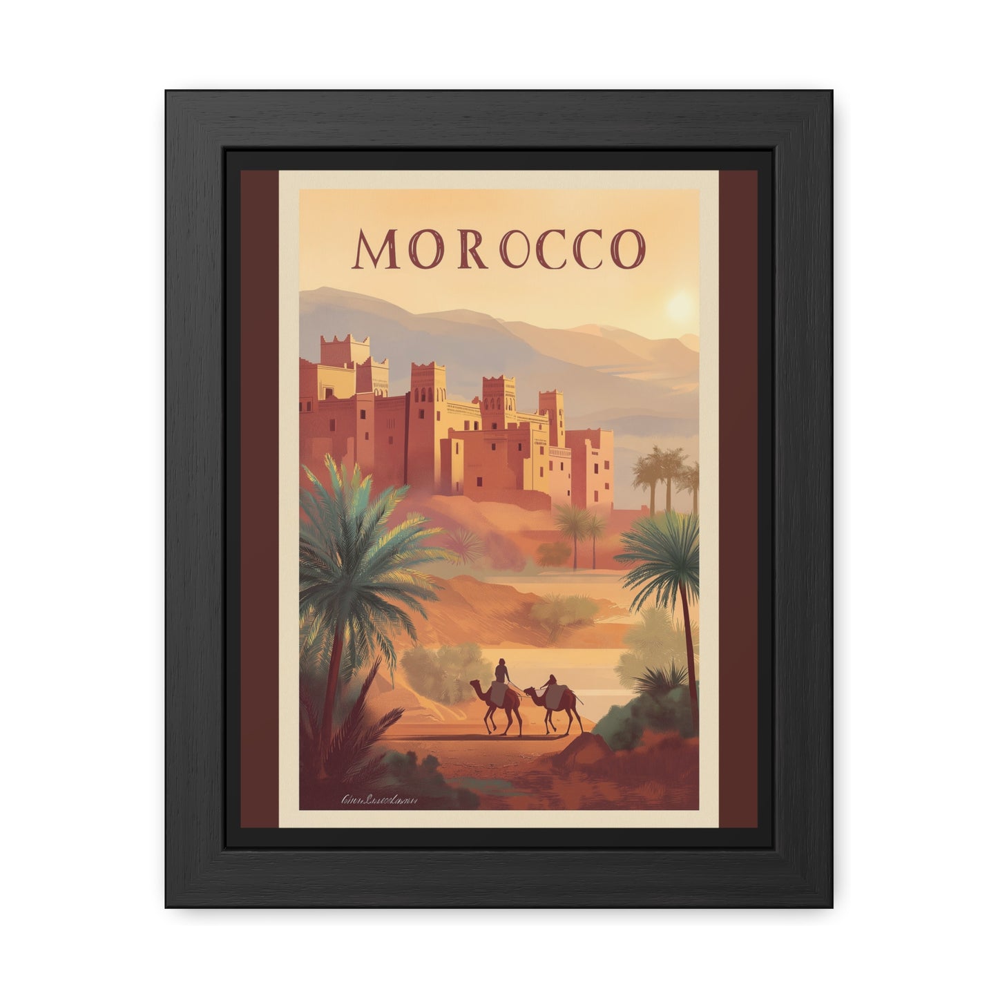 Morocco Travel Poster — Framed Vintage Desert Wall Art_M